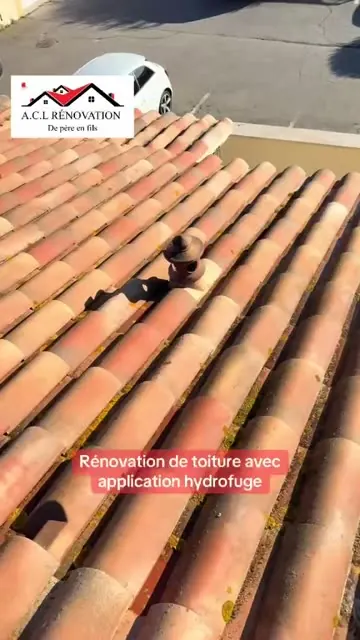 Rénovation de toiture avec application hydrofuge